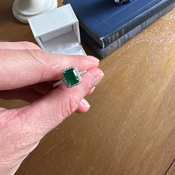 EFFY Brasilica 14K White Gold Emerald and Diamond Ring, 1.69 TCW - Picture 6 of 7